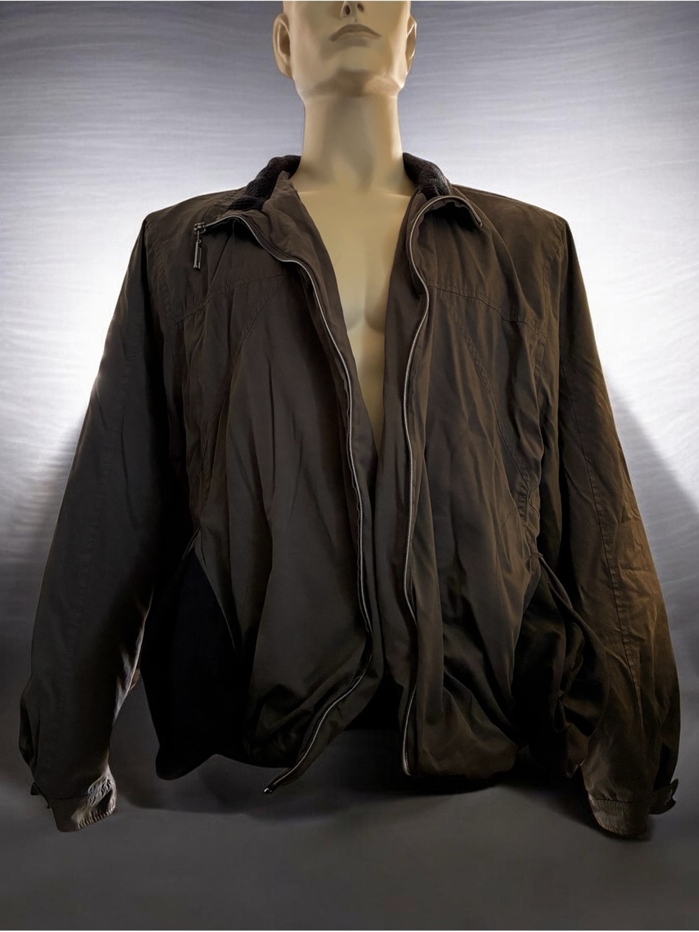 Utex Fleece Lined Jacket Mens XL Brown Utility Workwear Hidden Hood Coat